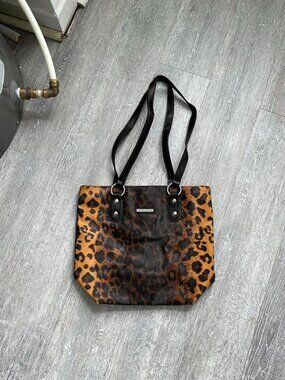 Black / Cheetah / Leopard Print “Jaclyn Smith” Faux Leather Purse / Bag